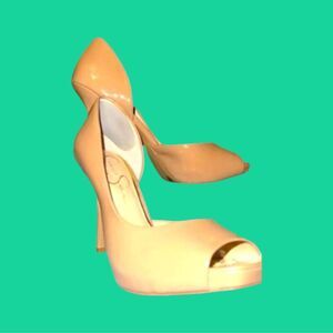 Jessica Simpson Nude Patent Peep-Toe High Heels
